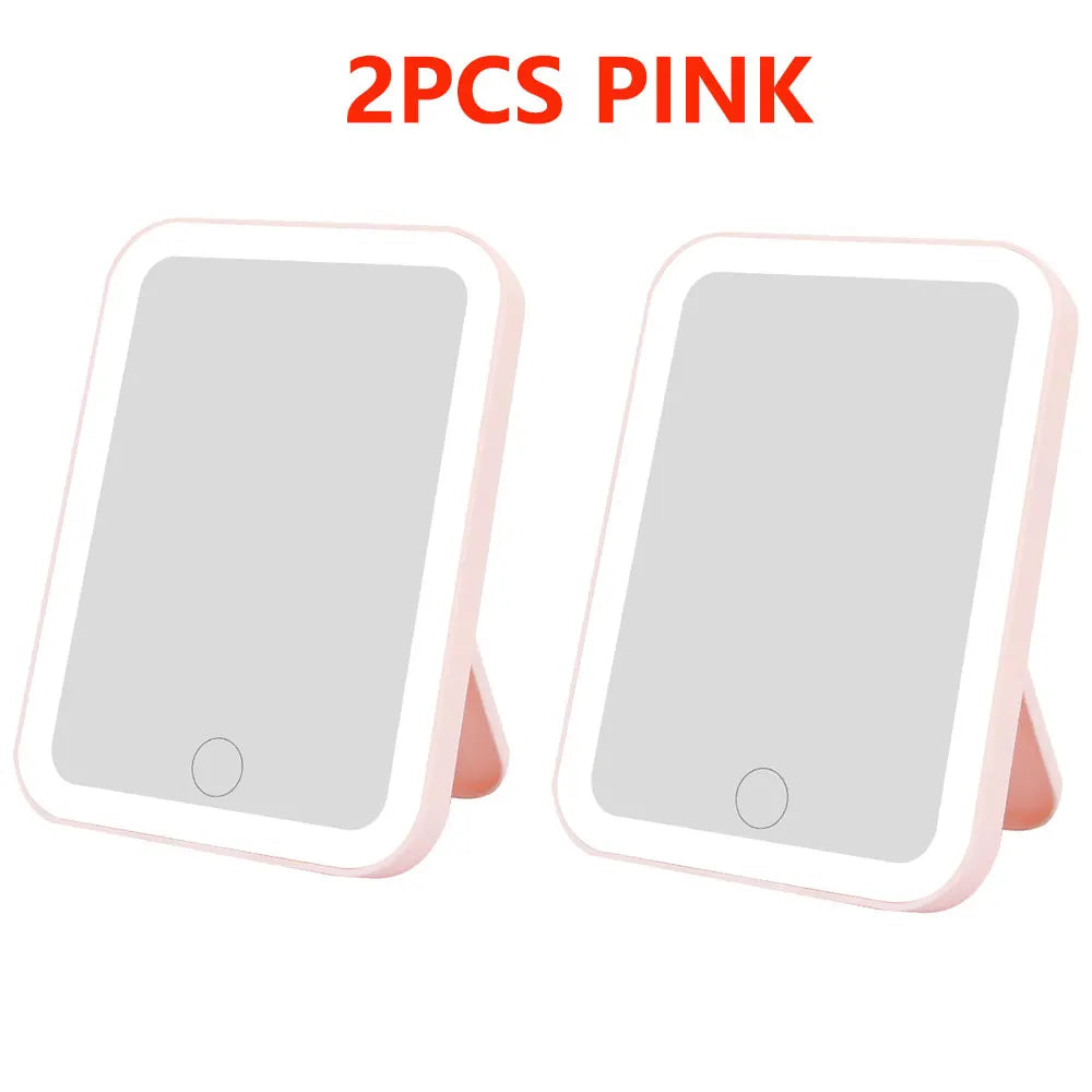 3 Colors LED Vanity Mirror with Touch Screen USB Rechargeable