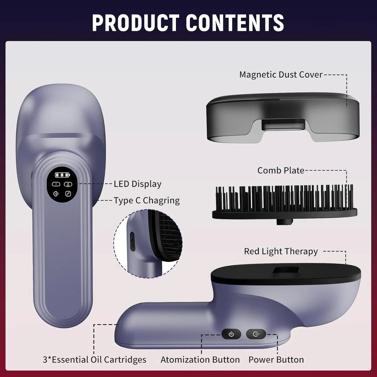 360° Kneading Scalp Massager with Essential Oil Cartridges