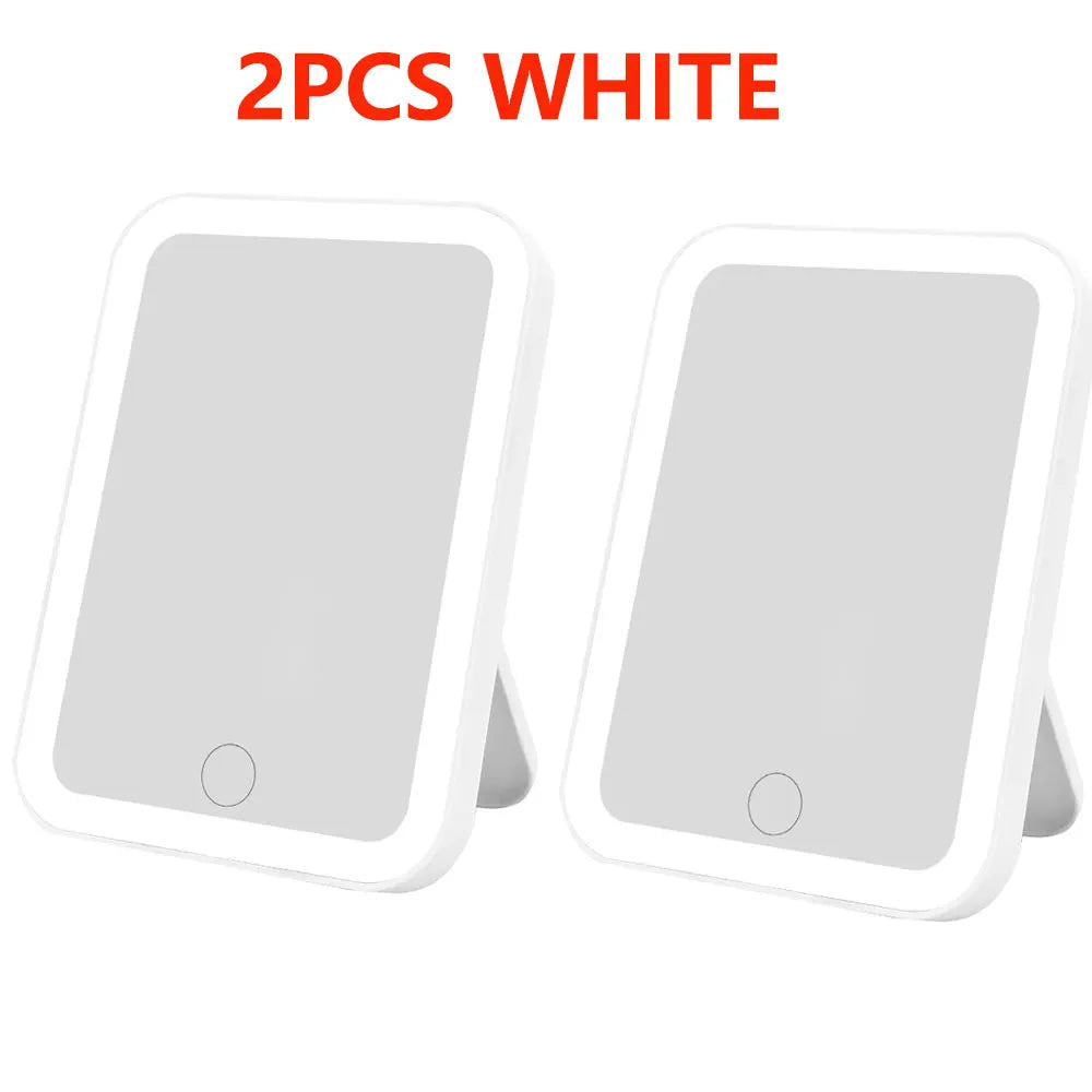 3 Colors LED Vanity Mirror with Touch Screen USB Rechargeable