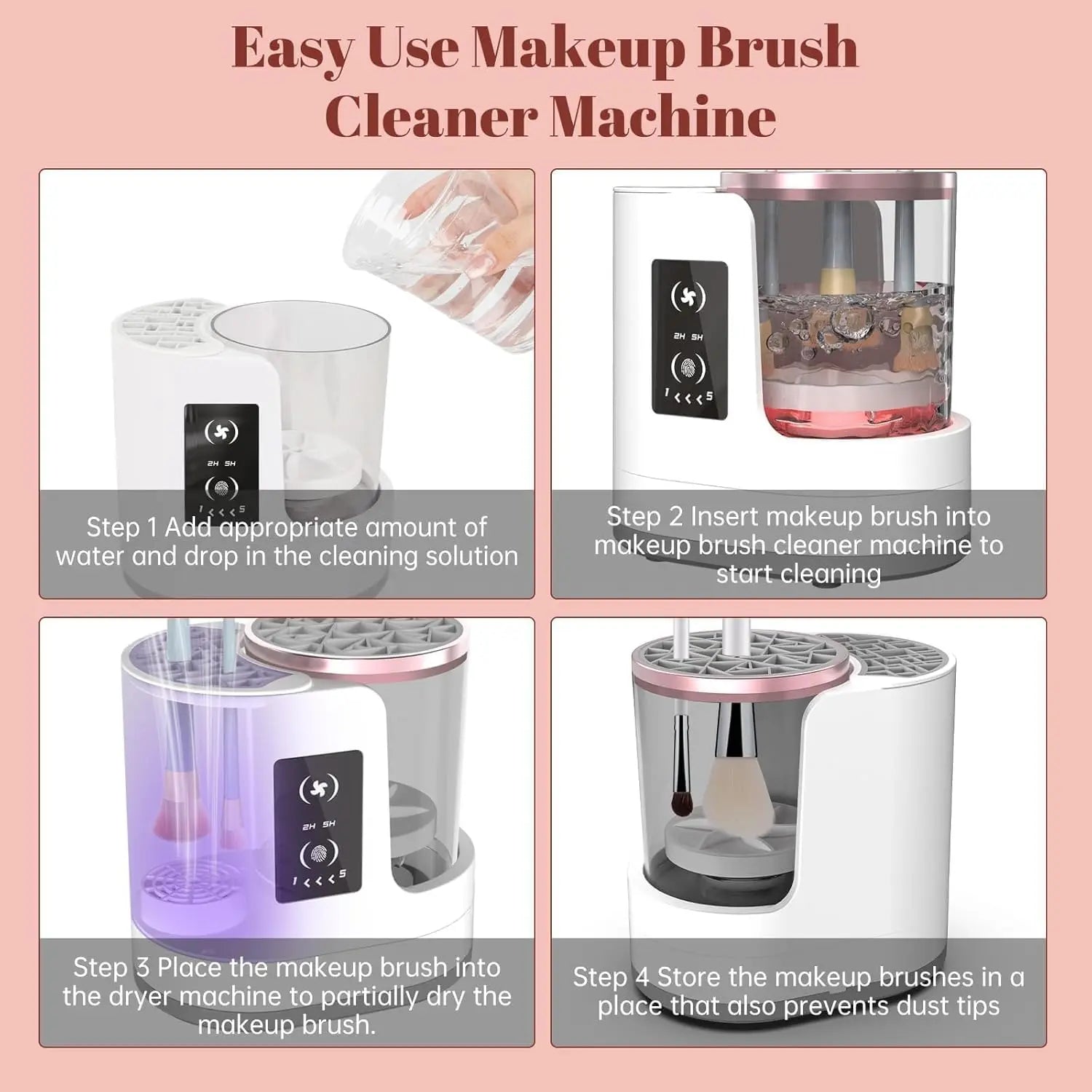 Automatic Makeup Brush Cleaner with 2H 5H Timer