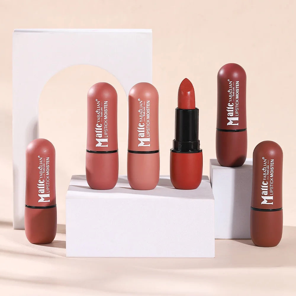 6-Color Matte Lipstick: Velvet Lip Color